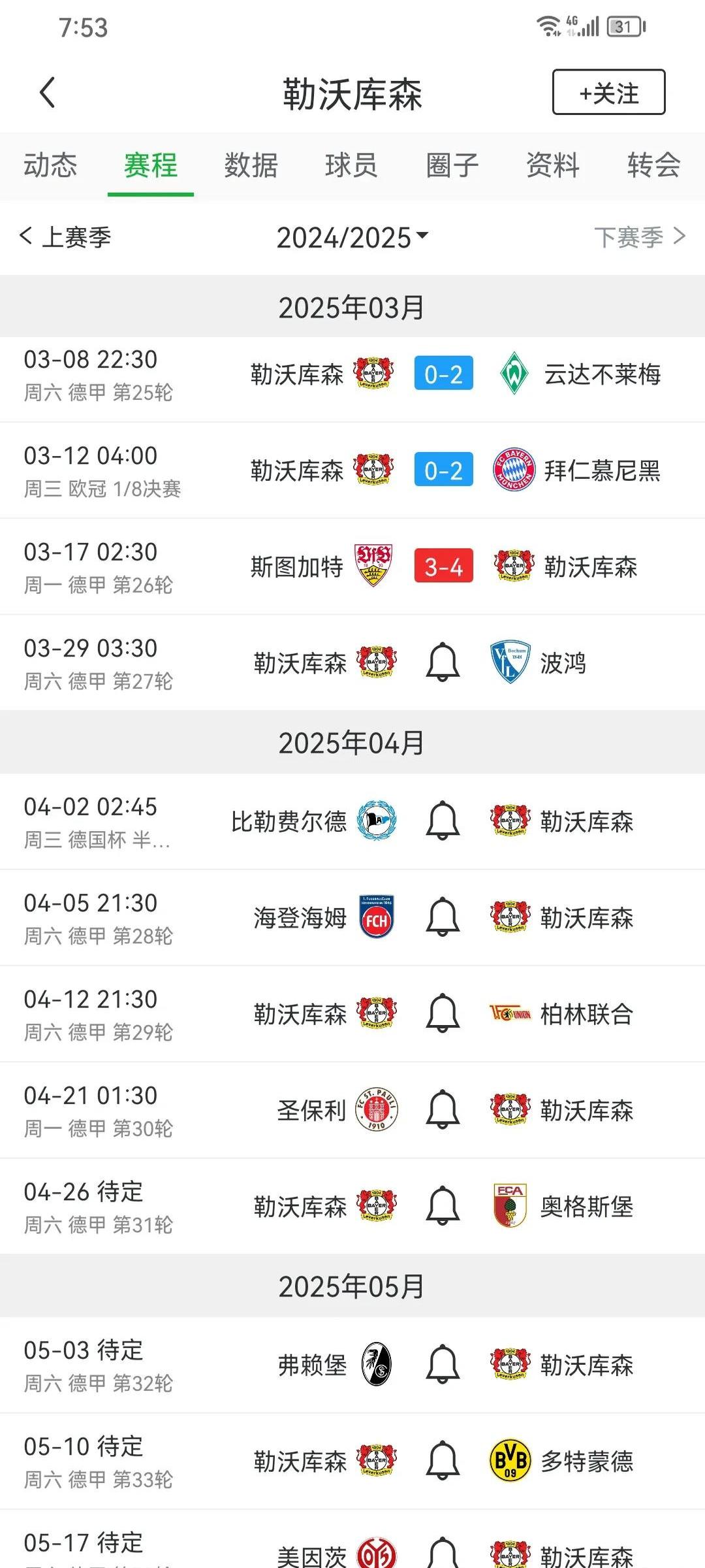 包含斯图加特客场落败，战绩低迷的词条